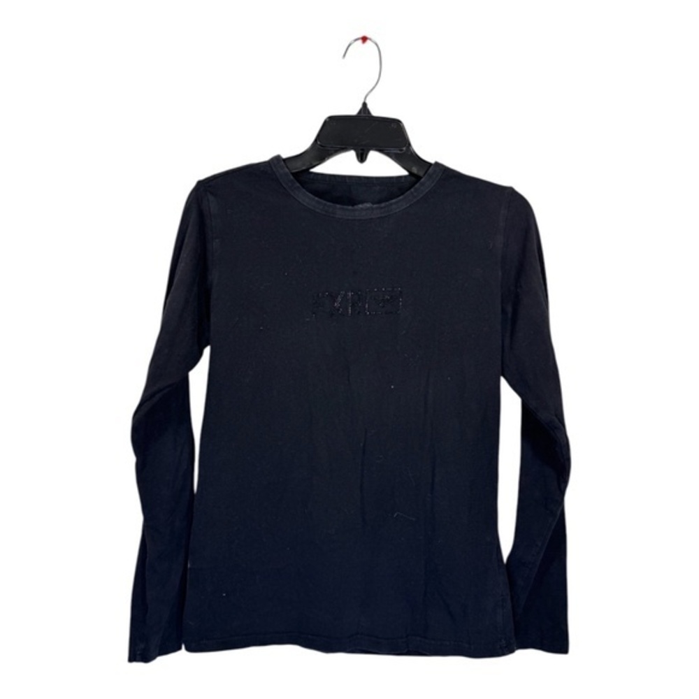 FXR Long Sleeve Shirt Womens Size Medium Black Crystal Logo Jersey Knit Biker
